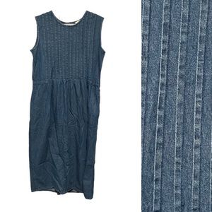 VINTAGE Denim Sleeveless Maxi Dress w/ Pockets